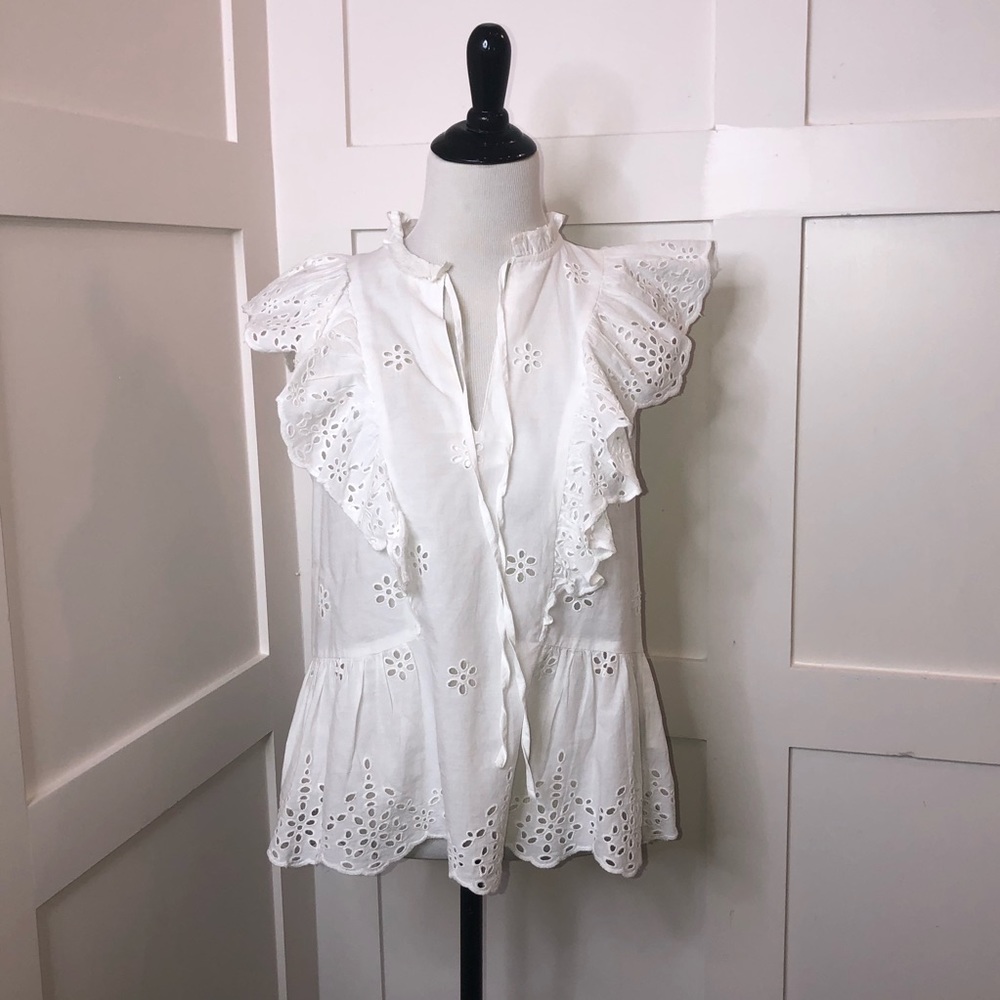 Eyelet ruffle top